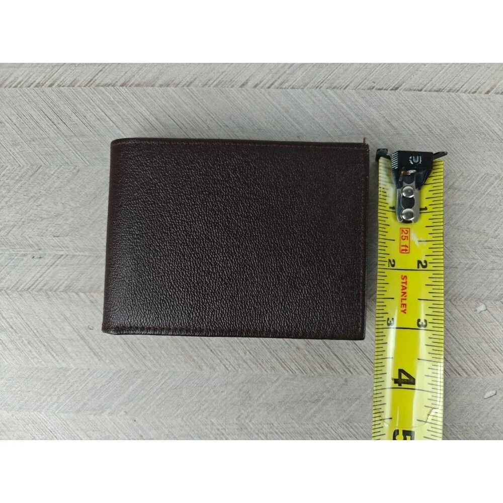 Vintage New Top Grain Cowhide Mens Bifold Wallet Brown Genuine Leather